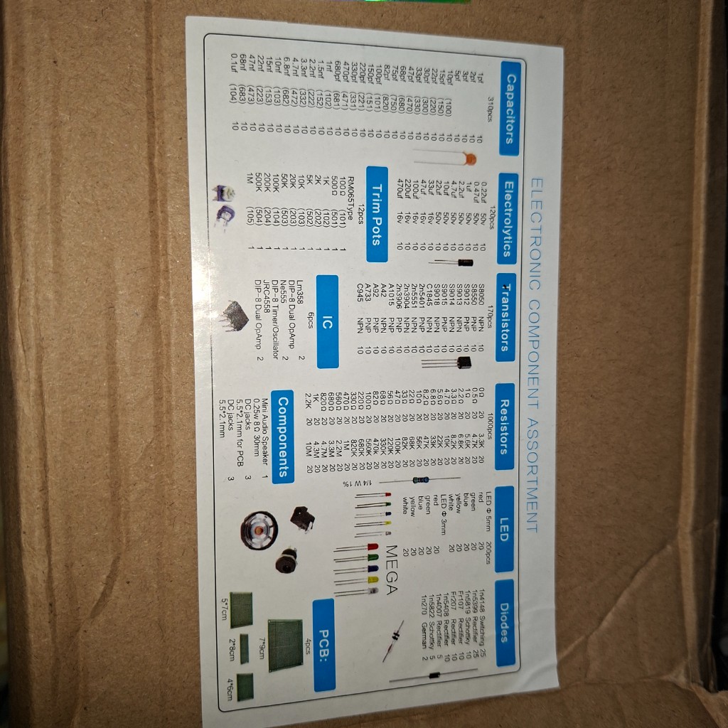 Ετικέτα περιεχομένων electronic component assortment kit