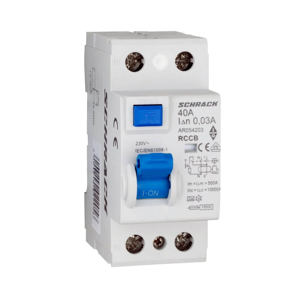 Schrack AR054203 RCCB 40A 30mA Type A μπροστινή όψη
